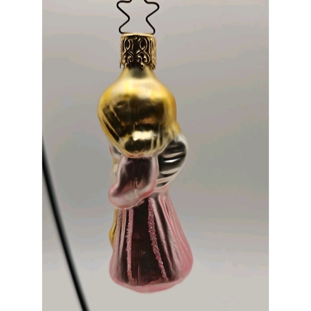 Vintage INGE-GLASS Christmas Ornament / Pink Angel (459) - Picture 2 of 3